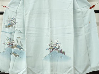 平和屋着物●本加賀友禅作家　金丸充夫　訪問着　飛鳥舟風景文　暈し染め　正絹　逸品　CABM4156yc