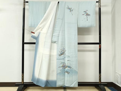 平和屋着物●本加賀友禅作家　金丸充夫　訪問着　飛鳥舟風景文　暈し染め　正絹　逸品　CABM4156yc
