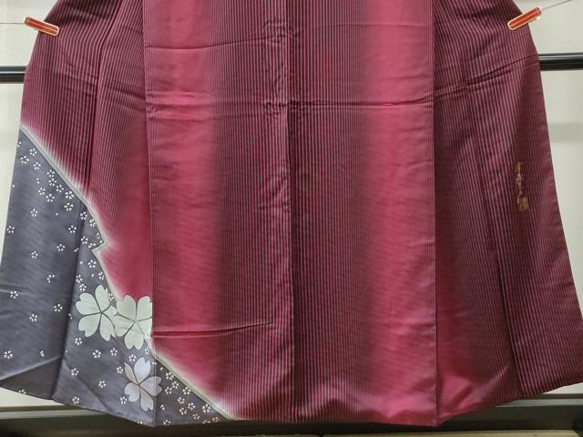 平和屋着物●染色作家　斉藤三才　訪問着　舞桜文　暈し染め　正絹　逸品　CABM4159yc