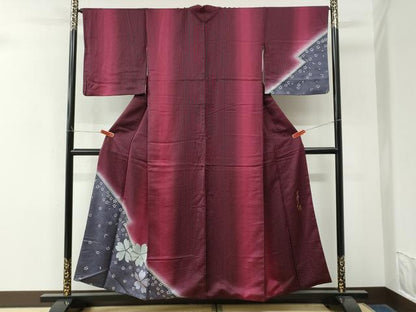 平和屋着物●染色作家　斉藤三才　訪問着　舞桜文　暈し染め　正絹　逸品　CABM4159yc