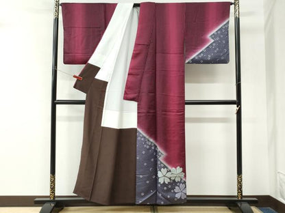 平和屋着物●染色作家　斉藤三才　訪問着　舞桜文　暈し染め　正絹　逸品　CABM4159yc