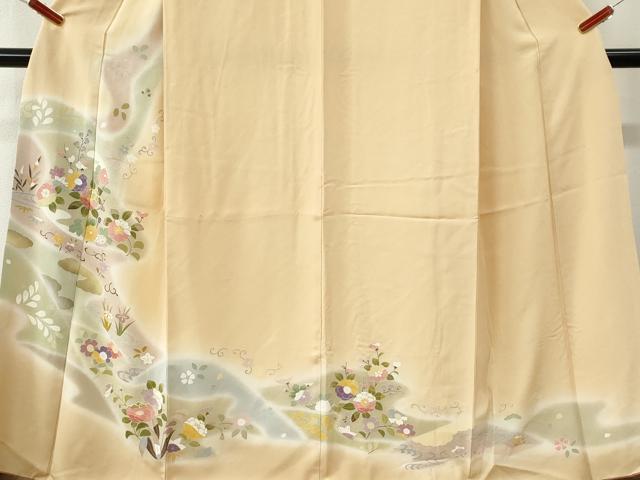 平和屋着物●訪問着　流水草花文　暈し染め　金彩　正絹　逸品　CABM4163yc