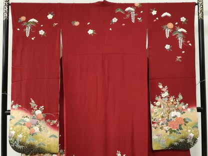平和屋着物●豪華振袖　駒刺繍　渡り橋御所車浜松花文　暈し染め　金彩　正絹　逸品　CABM4164yc