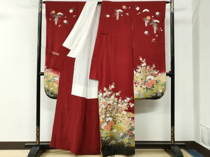 平和屋着物●豪華振袖　駒刺繍　渡り橋御所車浜松花文　暈し染め　金彩　正絹　逸品　CABM4164yc