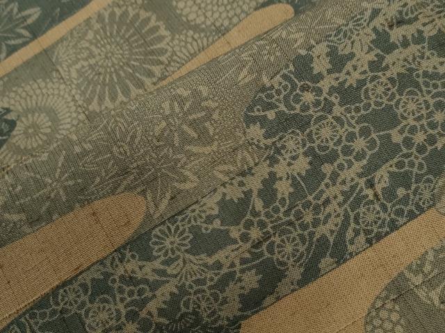 平和屋着物●上質な小紋　紬地　絞り　型染め　霞草花文　正絹　逸品　CABM4168yc