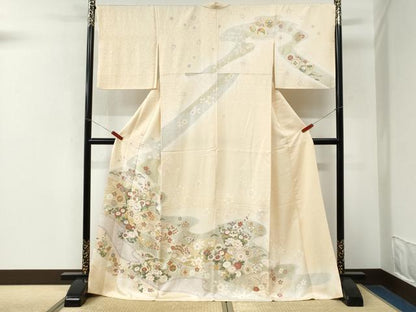 平和屋着物●訪問着　霞吉祥草花文　暈し染め　金彩　ロング丈　正絹　逸品　CABM4171yc