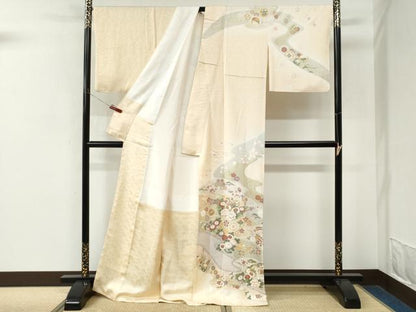 平和屋着物●訪問着　霞吉祥草花文　暈し染め　金彩　ロング丈　正絹　逸品　CABM4171yc