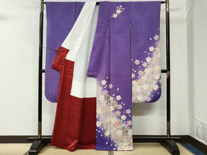 平和屋着物●豪華振袖　駒刺繍　毬舞桜文　暈し染め　金彩　正絹　逸品　CABM4172yc