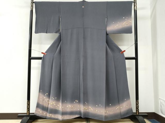 平和屋着物●訪問着　草花文　暈し染め　金彩　鬼しぼ縮緬　正絹　逸品　CABM4173yc