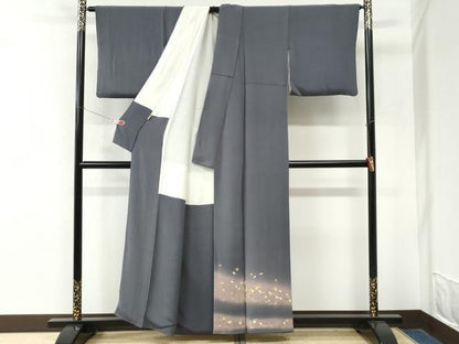 平和屋着物●訪問着　草花文　暈し染め　金彩　鬼しぼ縮緬　正絹　逸品　CABM4173yc