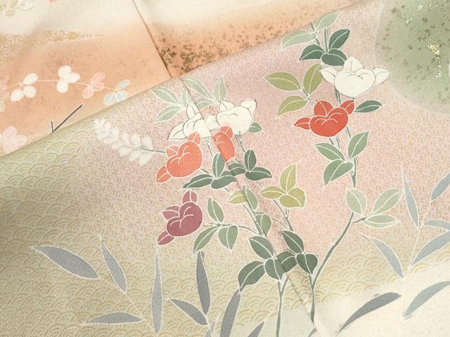 平和屋着物●訪問着　駒刺繍　風景花文　暈し染め　金彩　正絹　逸品　CABM4178yc