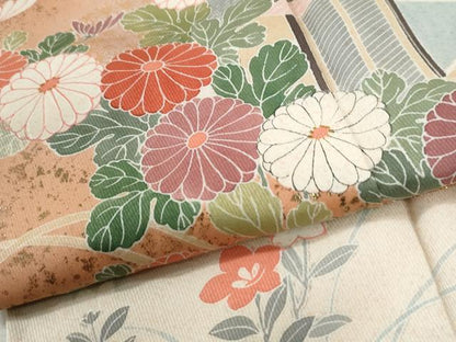 平和屋着物●訪問着　駒刺繍　風景花文　暈し染め　金彩　正絹　逸品　CABM4178yc