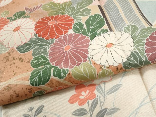 平和屋着物●訪問着　駒刺繍　風景花文　暈し染め　金彩　正絹　逸品　CABM4178yc