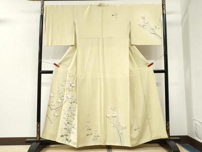 平和屋着物●訪問着　友禅　舞蝶枝花文　暈し染め　正絹　逸品　CABM4179yc
