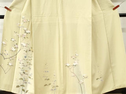 平和屋着物●訪問着　友禅　舞蝶枝花文　暈し染め　正絹　逸品　CABM4179yc