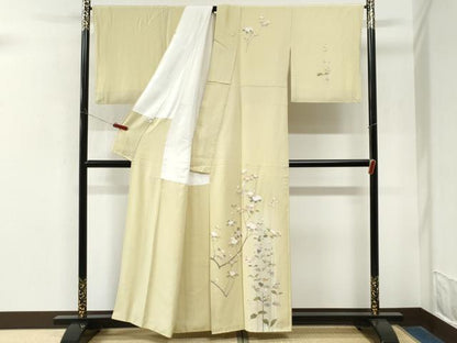 平和屋着物●訪問着　友禅　舞蝶枝花文　暈し染め　正絹　逸品　CABM4179yc