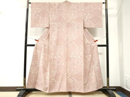 平和屋着物●上質な小紋　型染め　菊花唐草文　正絹　逸品　CABM4180yc