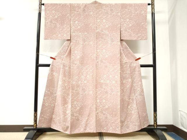 平和屋着物●上質な小紋　型染め　菊花唐草文　正絹　逸品　CABM4180yc