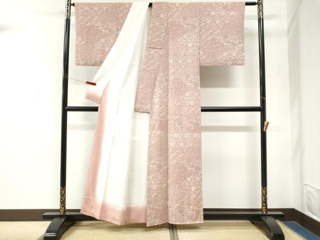 平和屋着物●上質な小紋　型染め　菊花唐草文　正絹　逸品　CABM4180yc