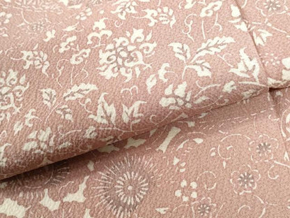 平和屋着物●上質な小紋　型染め　菊花唐草文　正絹　逸品　CABM4180yc