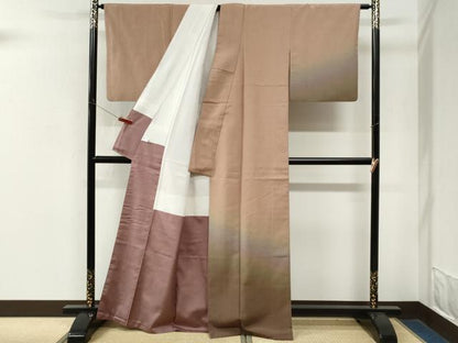 平和屋着物●訪問着　紬地　霞文　正絹　逸品　CABM4187yc