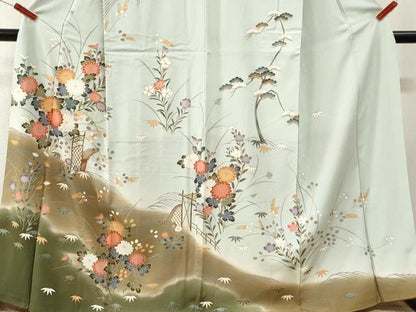平和屋着物●訪問着　立波草花文　暈し染め　金彩　正絹　逸品　CABM4194yc