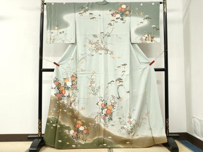 平和屋着物●訪問着　立波草花文　暈し染め　金彩　正絹　逸品　CABM4194yc