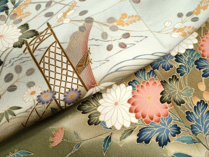 平和屋着物●訪問着　立波草花文　暈し染め　金彩　正絹　逸品　CABM4194yc