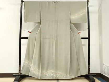 平和屋着物●訪問着　竜田川鬘帯花文　暈し染め　鬼しぼ縮緬　正絹　逸品　CABM4200yc