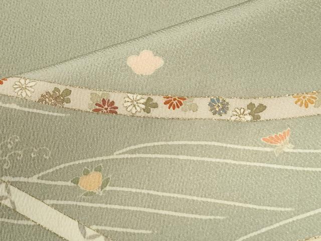 平和屋着物●訪問着　竜田川鬘帯花文　暈し染め　鬼しぼ縮緬　正絹　逸品　CABM4200yc