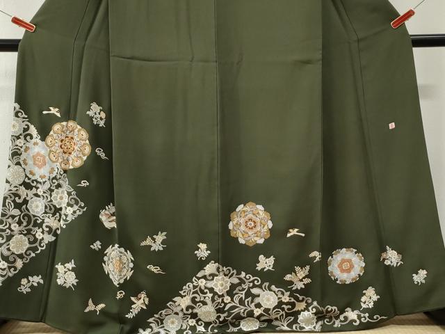 平和屋着物●色留訪問着　作家物　駒刺繍　飛鳥花唐草文　金彩　正絹　逸品　CABM4201yc