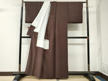 平和屋着物●上質な色無地　舞葉地紋　似せ紫色　正絹　逸品　CABM4202yc