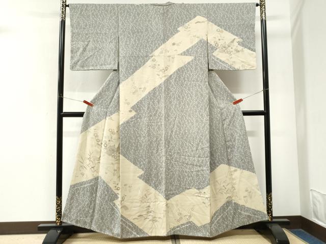 平和屋着物●訪問着　流水舟草花文　金彩　正絹　逸品　CABM4207yc