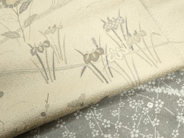 平和屋着物●訪問着　流水舟草花文　金彩　正絹　逸品　CABM4207yc