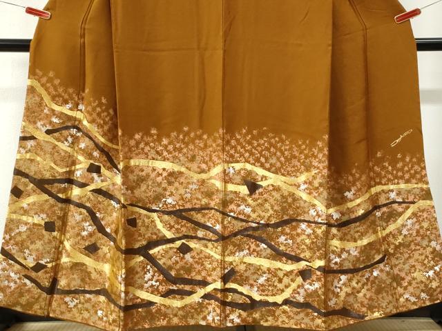 平和屋着物●ファッションデザイナー　HIROKO KOSHINO　コシノヒロコ　訪問着　破れ色紙枝花文　金銀糸　正絹　逸品　CABM4208yc