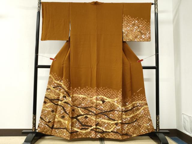 平和屋着物●ファッションデザイナー　HIROKO KOSHINO　コシノヒロコ　訪問着　破れ色紙枝花文　金銀糸　正絹　逸品　CABM4208yc