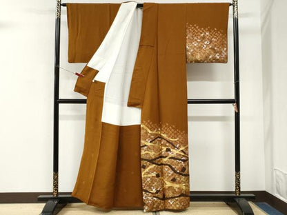 平和屋着物●ファッションデザイナー　HIROKO KOSHINO　コシノヒロコ　訪問着　破れ色紙枝花文　金銀糸　正絹　逸品　CABM4208yc