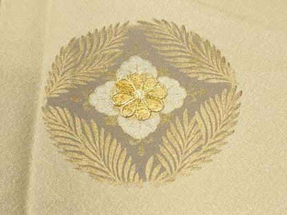 平和屋着物●訪問着　駒刺繍　黄金繭　松葉花文　金彩　正絹　逸品　未使用　CABM4209yc