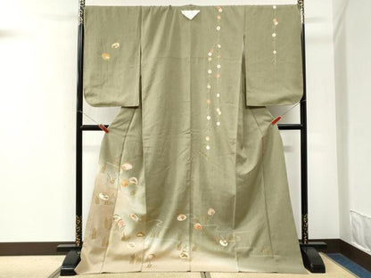 平和屋着物●訪問着　貝合わせ花文　暈し染め　金彩　ロング丈　正絹　逸品　未使用　CABM4210yc