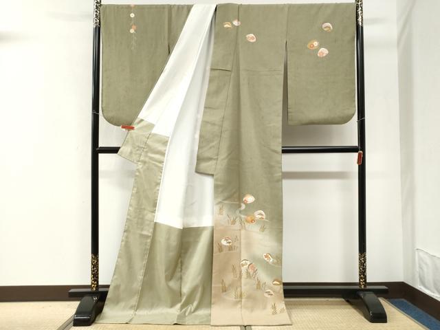 平和屋着物●訪問着　貝合わせ花文　暈し染め　金彩　ロング丈　正絹　逸品　未使用　CABM4210yc