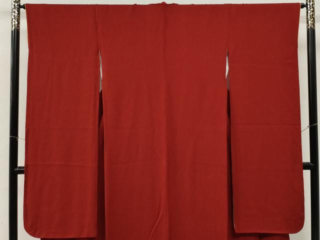 平和屋着物●豪華振袖　色無地　深緋色　正絹　逸品　CABM4212yc