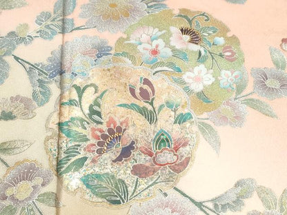 平和屋着物●螺鈿作家　藤本隆士　訪問着　雪輪更紗草花文　暈し染め　金銀彩　正絹　逸品　CABM4215yc