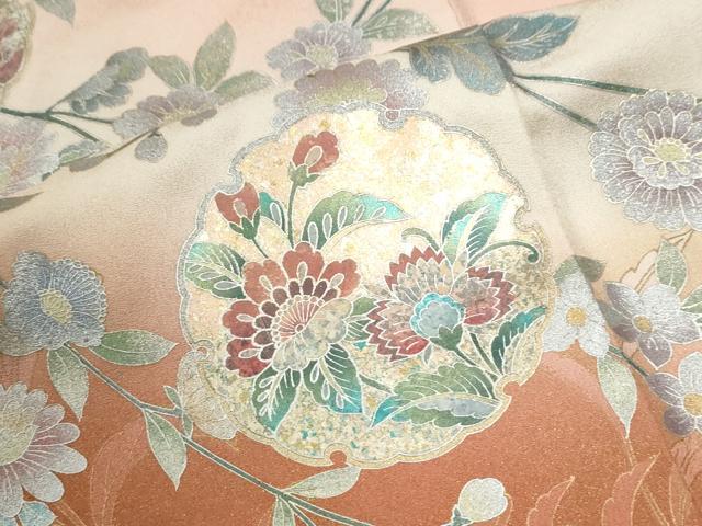 平和屋着物●螺鈿作家　藤本隆士　訪問着　雪輪更紗草花文　暈し染め　金銀彩　正絹　逸品　CABM4215yc