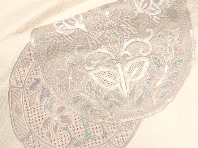 平和屋着物●中国三大刺繍　蘇州刺繍　スワトウ刺繍　総刺繍　色留袖　更紗草花文　正絹　逸品　CABM4218yc