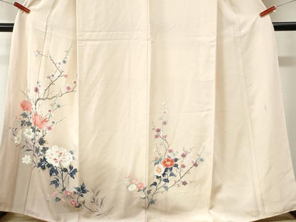 平和屋着物●訪問着　友禅　作家物　菊牡丹花文　暈し染め　正絹　逸品　CABM4221yc