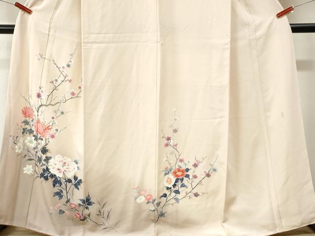 平和屋着物●訪問着　友禅　作家物　菊牡丹花文　暈し染め　正絹　逸品　CABM4221yc