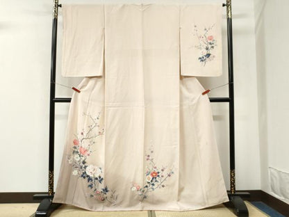 平和屋着物●訪問着　友禅　作家物　菊牡丹花文　暈し染め　正絹　逸品　CABM4221yc