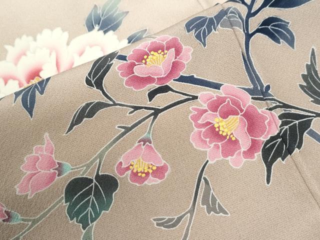 平和屋着物●訪問着　友禅　作家物　菊牡丹花文　暈し染め　正絹　逸品　CABM4221yc