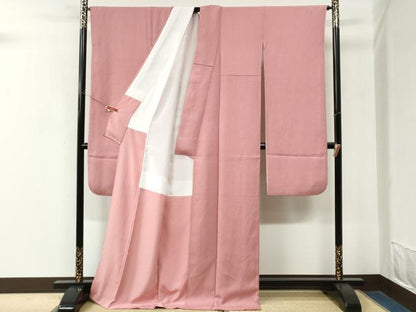 平和屋着物●豪華振袖　色無地　石竹色　正絹　逸品　CABM4223yc
