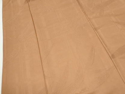 平和屋着物●豪華振袖　色無地　枝葉地紋　江戸茶色　正絹　逸品　CABM4225yc